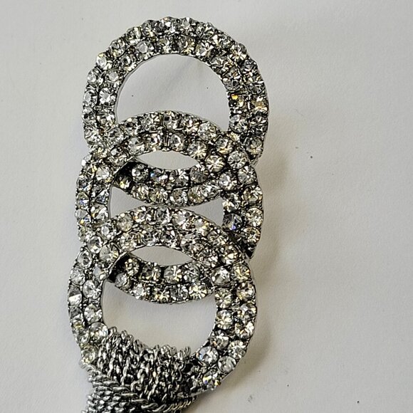 Long Rhinestone Tassel Earrings - Picture 3 of 11